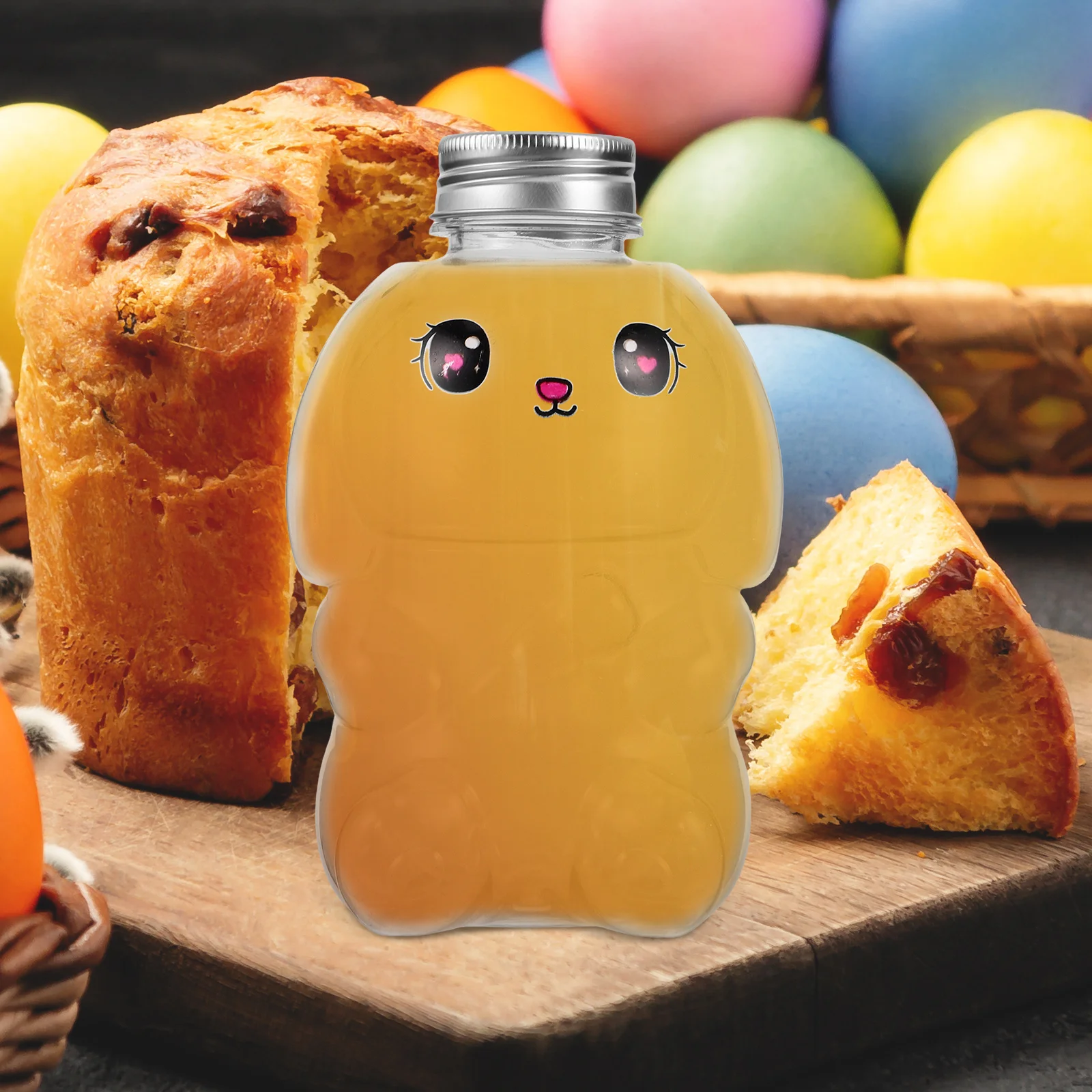 

4 шт., милые бутылки для чая с молоком в форме кролика, многоразовые многоразовые контейнеры для напитков, портативные бутылки для напитков для вечеринки, сока, воды