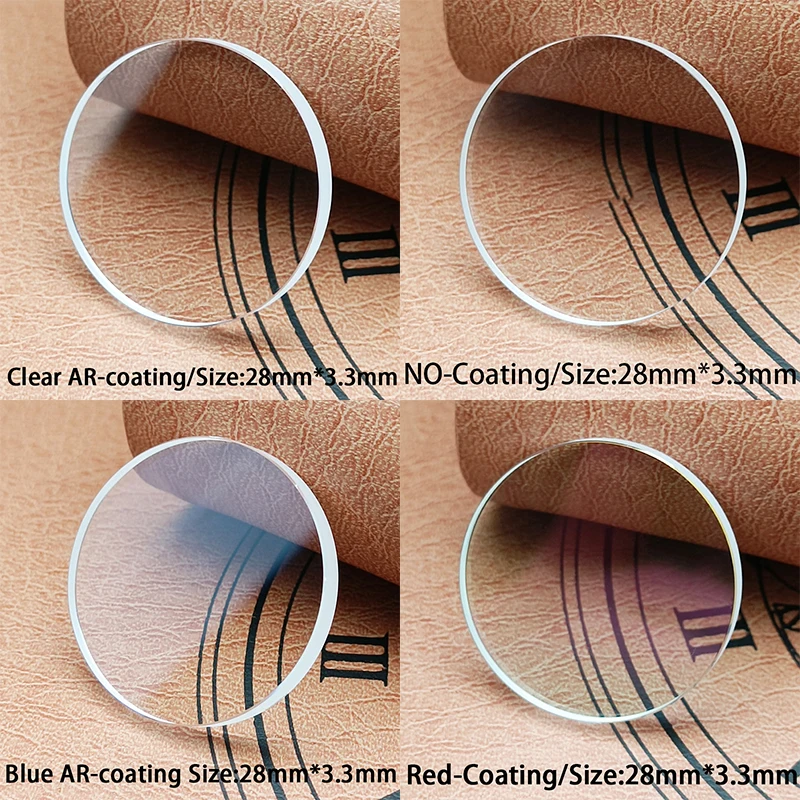 

28*3.3mm watch sapphire flat glass Replacement parts Blue/Red/clear AR coated watch accessories Mirror Replacement module parts