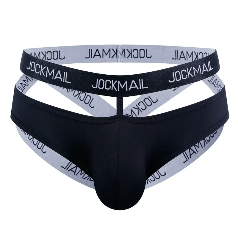 Jockmail Ice Silk Jockstrap Men Underwear Sexy Harness Thong G String Leg Ring Bondage Lingerie Hombre Strap Panties T-back