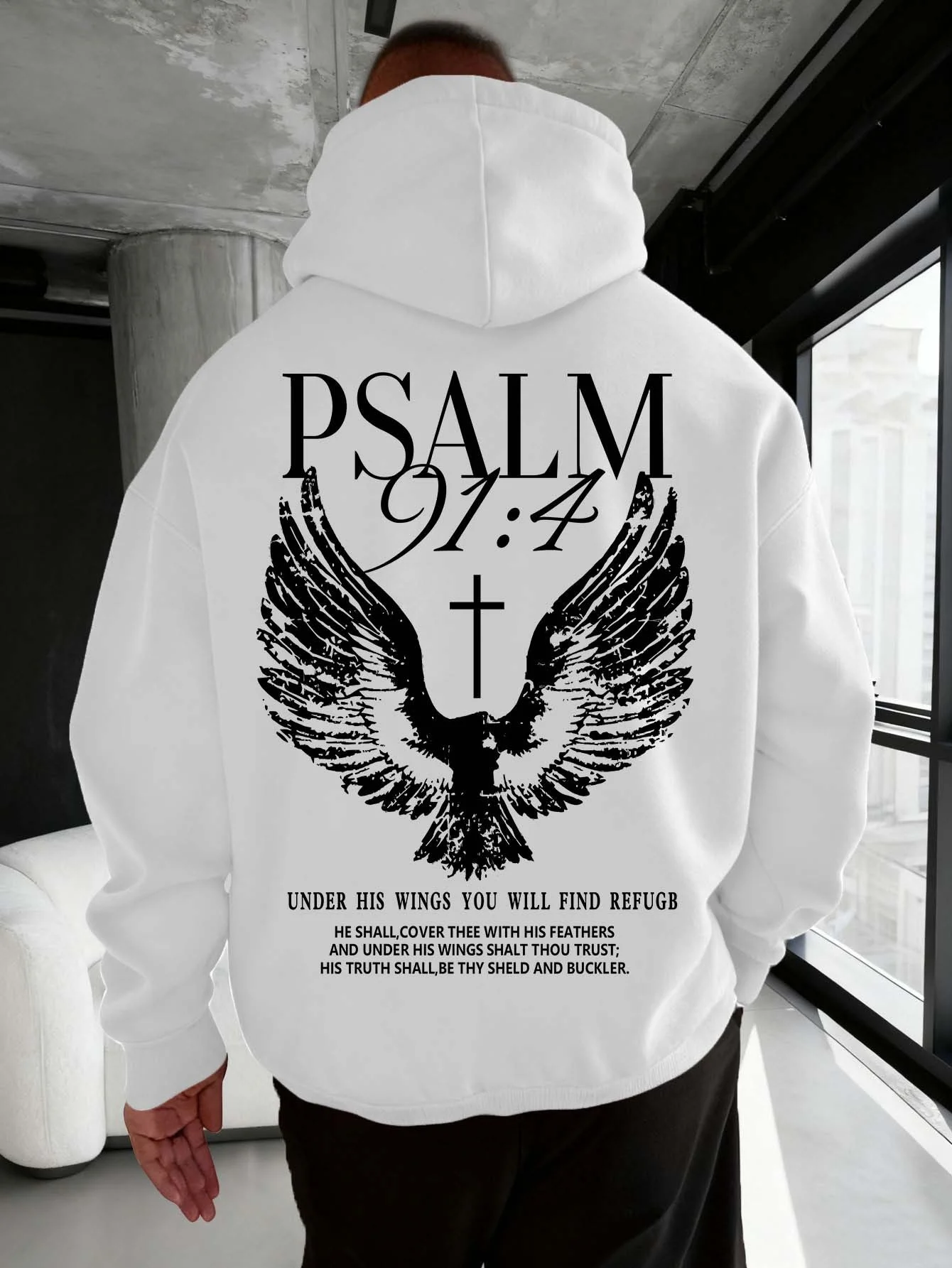 2026 new Christian Bible Verse Psalm 91 4 Print Men Women Hooded Sweatshirt Eco Friendly Soft Warm Casual Loose Sportswear