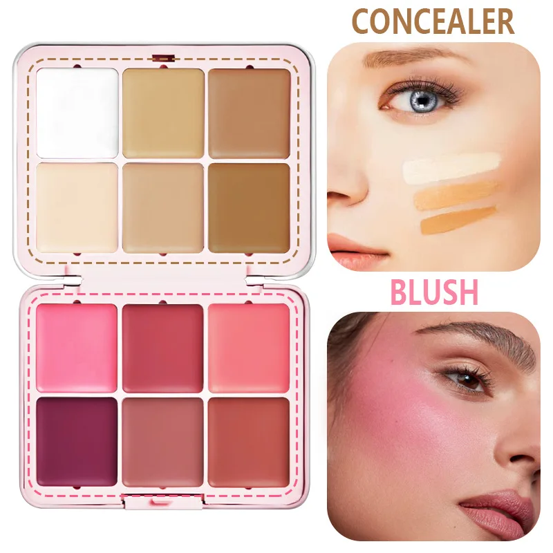 

12-Color Iron Box Rouge Plate One Plate of Multi-purpose Natural Matte Concealer Blush Cream Contour and Highlighter Palette