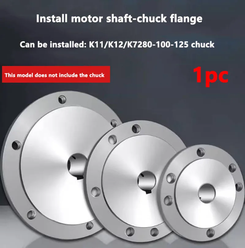 For Flange,No Keyway Chuck Motor Shaft Flange,for Self Centering K11/K12/K72-80 Inner Hole 12-30mm Chuck Flange
