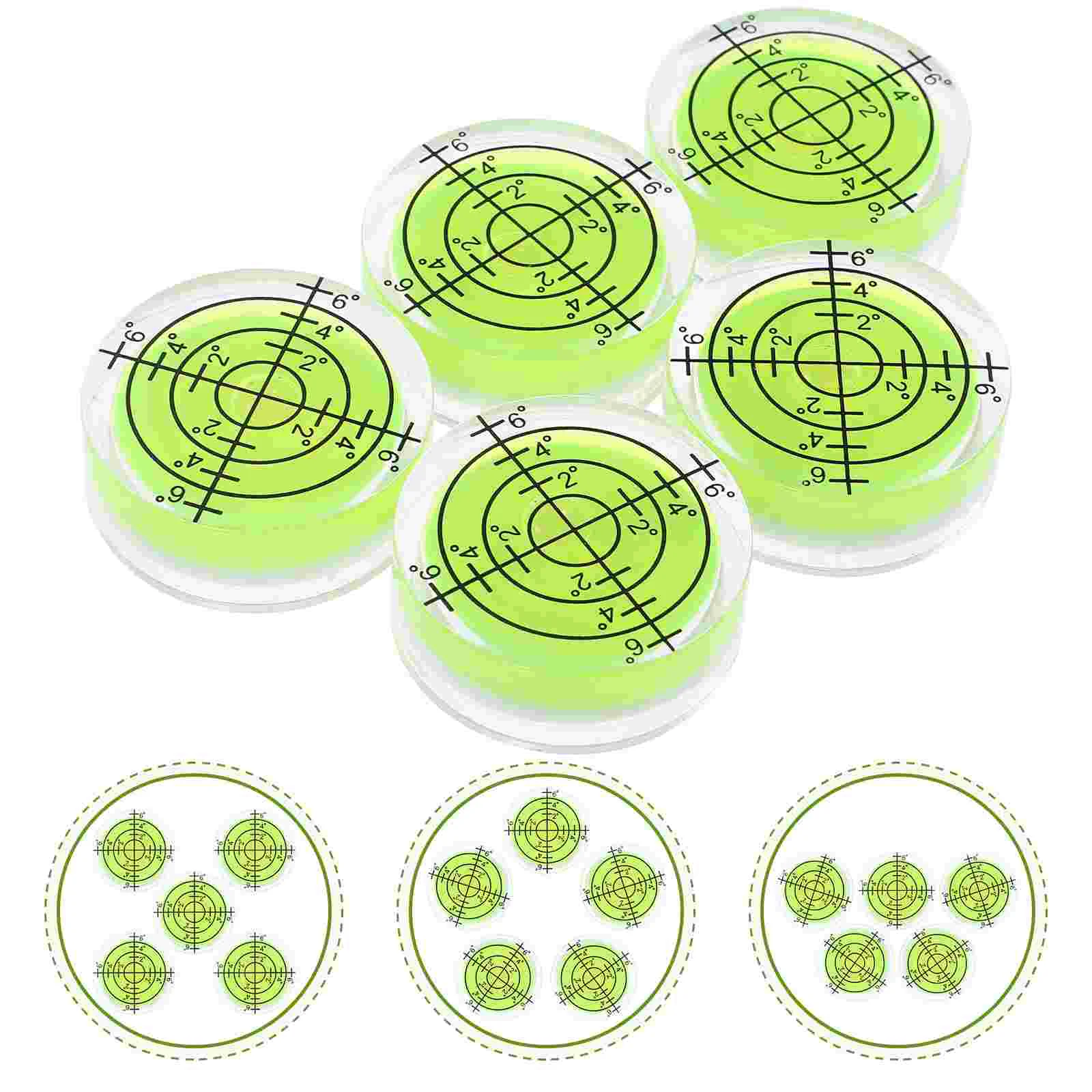 Mini nível circular nível espiritual, Nivelador pequeno, 5pcs