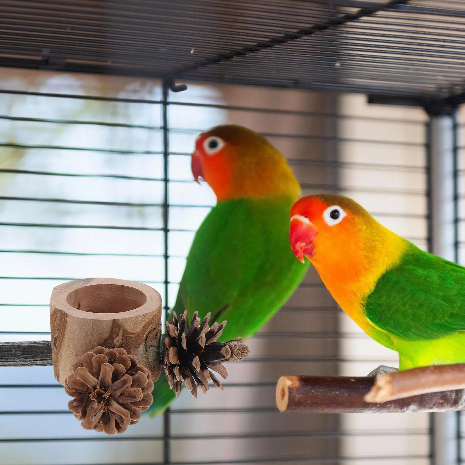 

Training With Feeding Cup Portable Wooden Parrot Playground For Birds Parakeets Perch Bird Cage Stand Play Perch Parrot Feeding