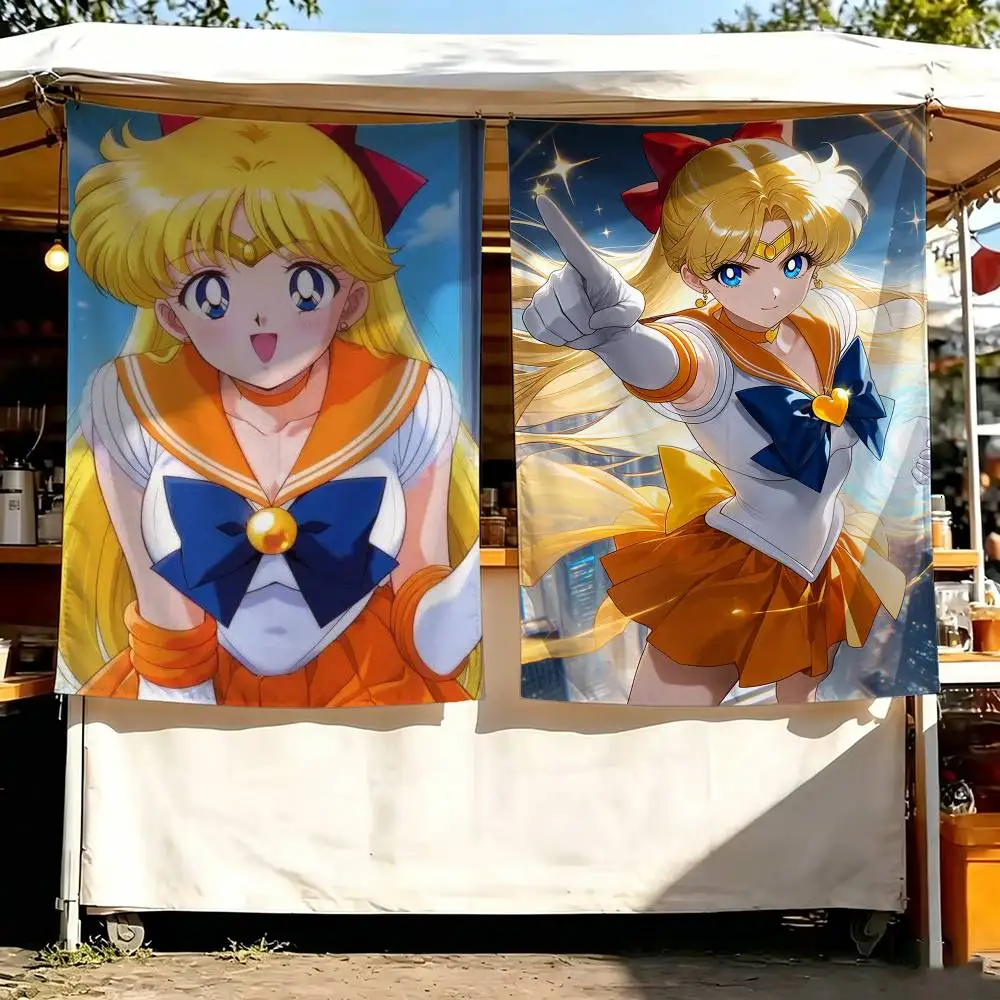 M-Minako Aino S-Sailor Moon  Flag Digital Printing Banner for Garage Wall Out Door Decoration