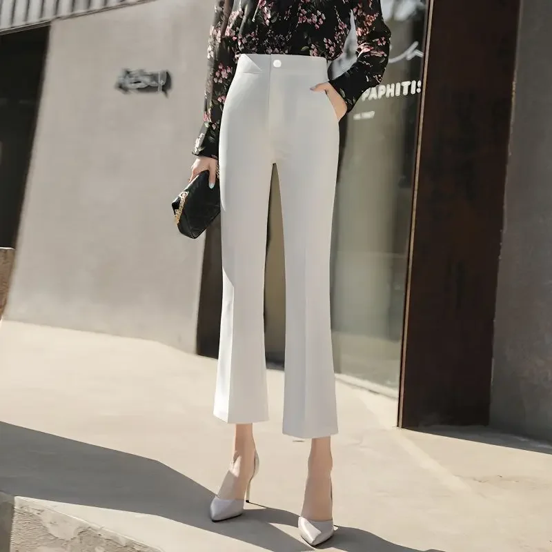 Flare Pants Women Solid Simple Daily All-match Office Lady Creativity Tender Elegant Vintage Spring Special Young Korean Style