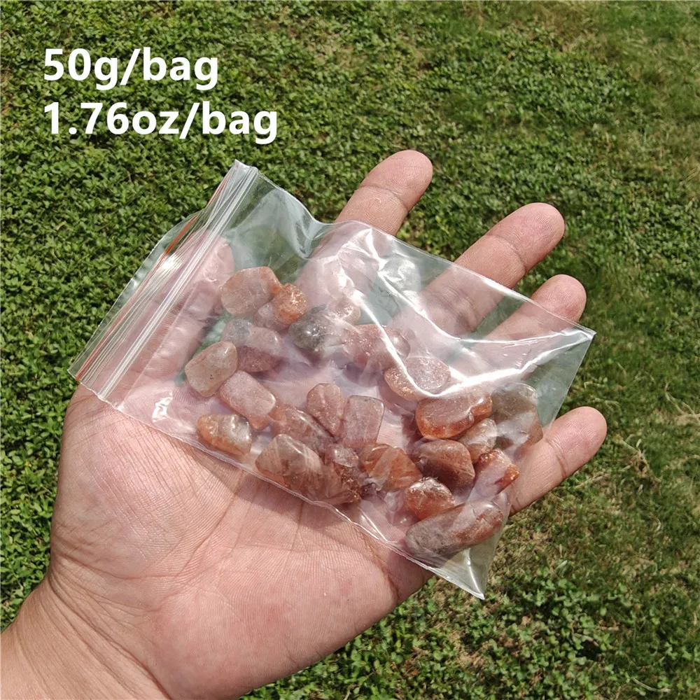 1.76oz/bag Natural Sun Stone Crystal Chips Polished Stones Gemstones Rough Raw Crystals Home Aquarium Decoration DIY