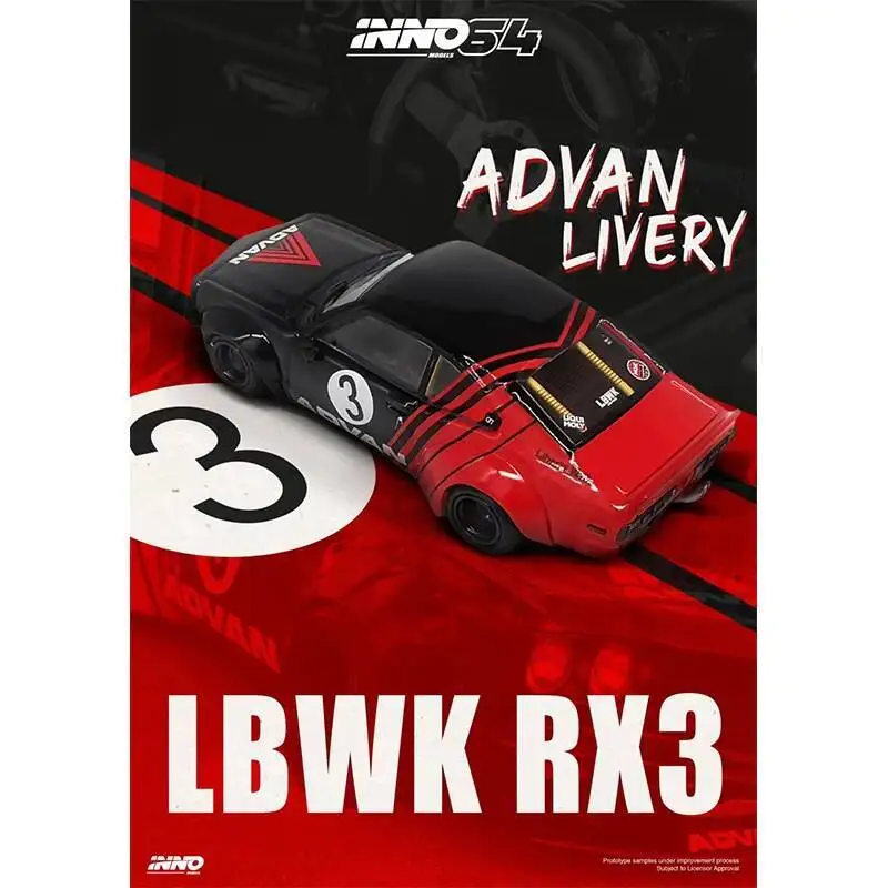 INNO Auf Lager 1:64 LBWK RX3 SAVANNA Advan Livery Diecast Diorama Auto Modell Sammlung Miniatur Spielzeug