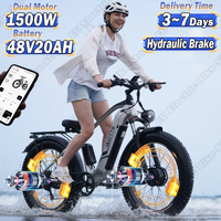 DUOTTS F26 Electric Bike 1500W Dual Motor 48V20AH Lithium Battery Hydraulic Brake Electric Bicycle 26*4.0 Fat Tire Aldult E-bike