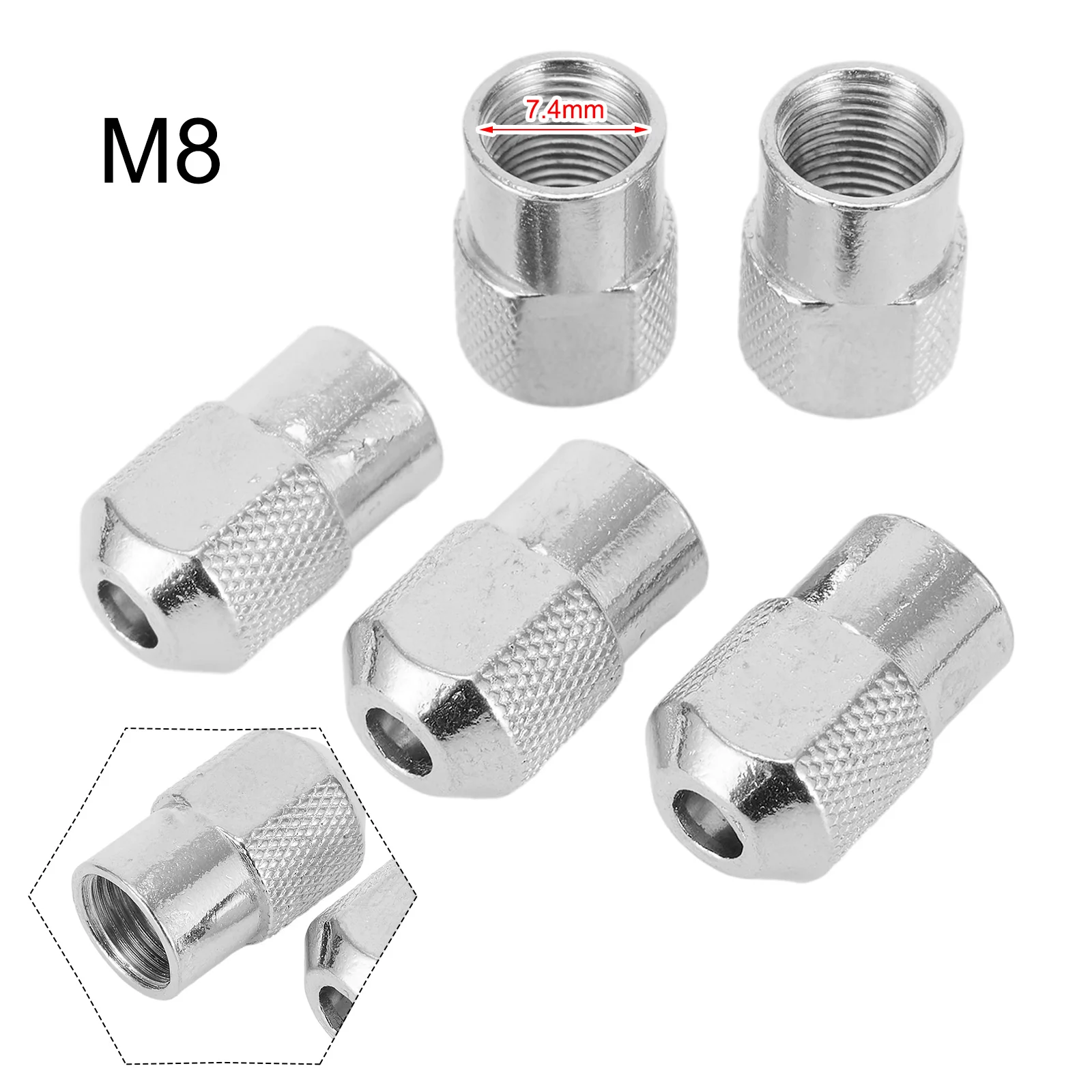 5 pçs liga de zinco chuck porca rosca métrica m8 0.75mm para moedor elétrico mais ferramentas rotativas ferramentas elétricas acessórios substituição