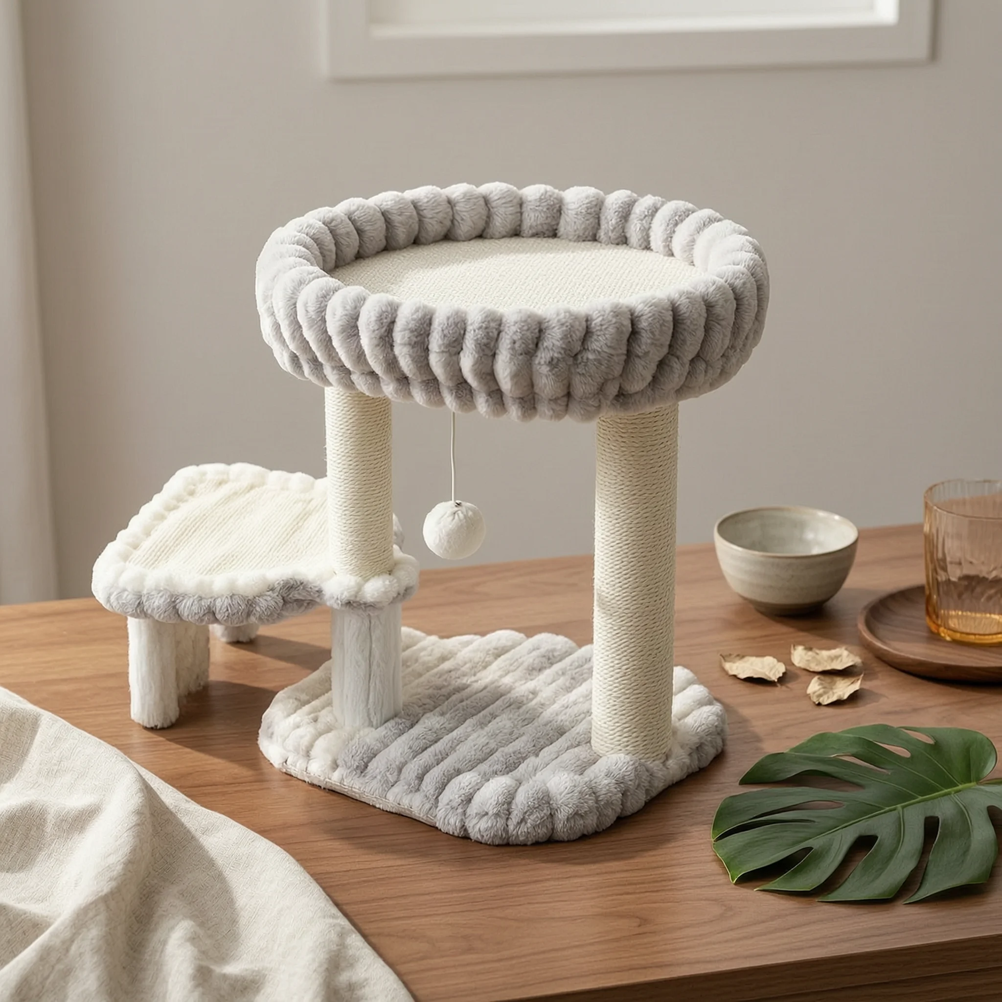 Cat Climbing Tree Multi-Level Cat Tree with Scratching Posts Furniture Space-Saving Compact for Cats, Living Room, Apartment