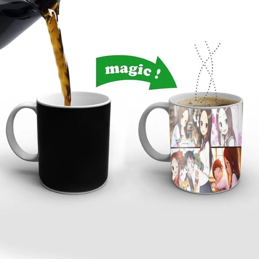 Anime Teasing Master Takagi-san One Piece Coffee Mugs And Mug Creative Color Change Tea Cup Ceramic Milk Cups Novelty Gifts