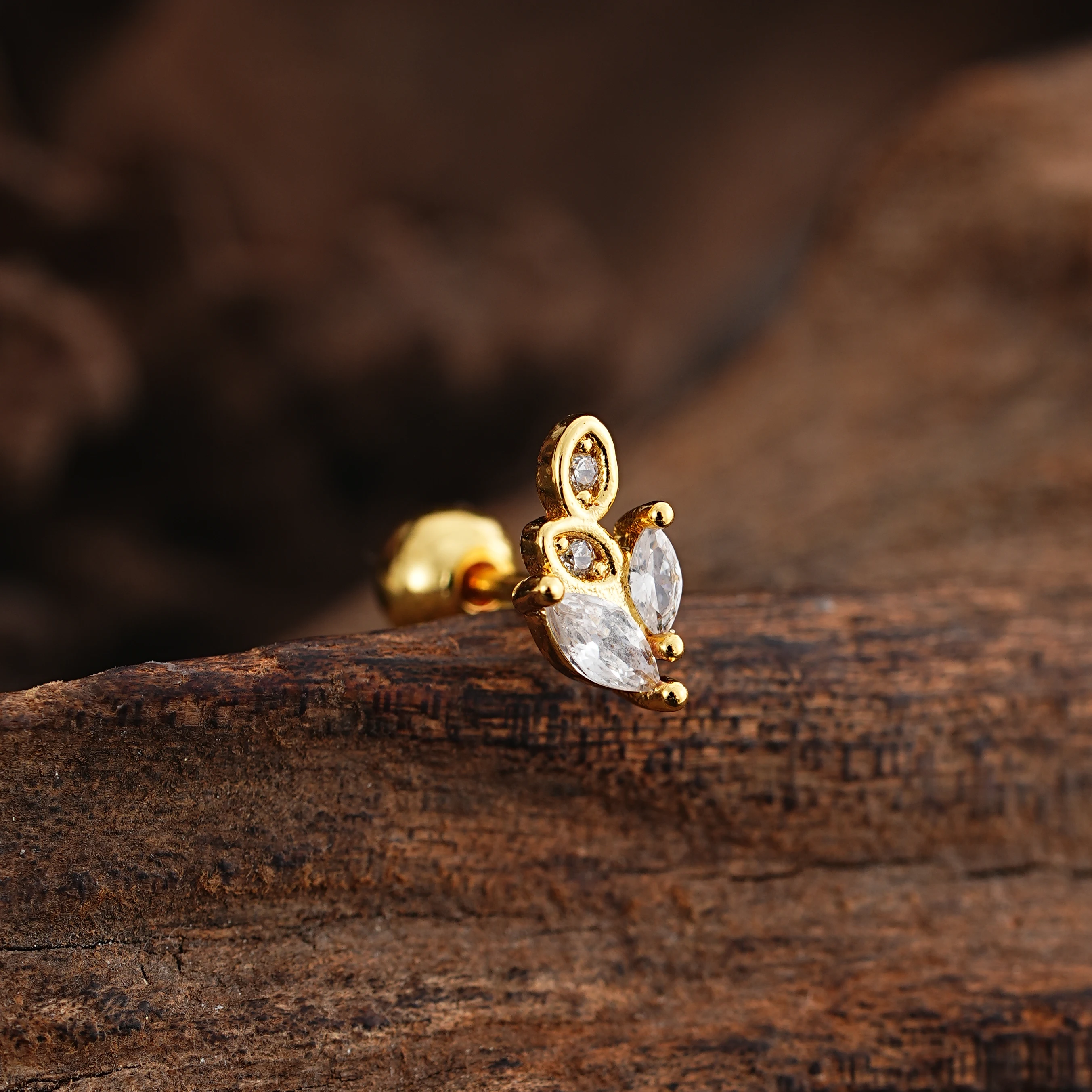 1 Stück Goldfarbener 16G Helix-Knorpel-Ohrstecker, Piercing mit Herz-, Blumen-, Totenkopf- und Stern-Design, Ohrring-Schmuck, rückseitig verschraubte Ohrpiercings – Detail 11