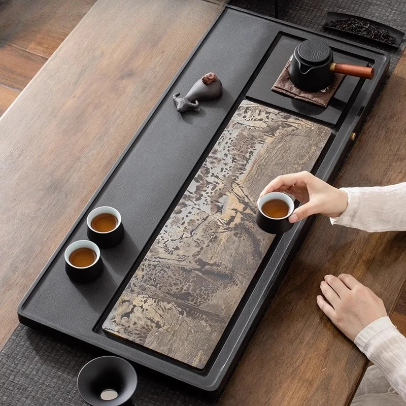 

Chinese painting stone whole piece, natural rough stone high-end light luxury coffee table, home living room office tea set tea