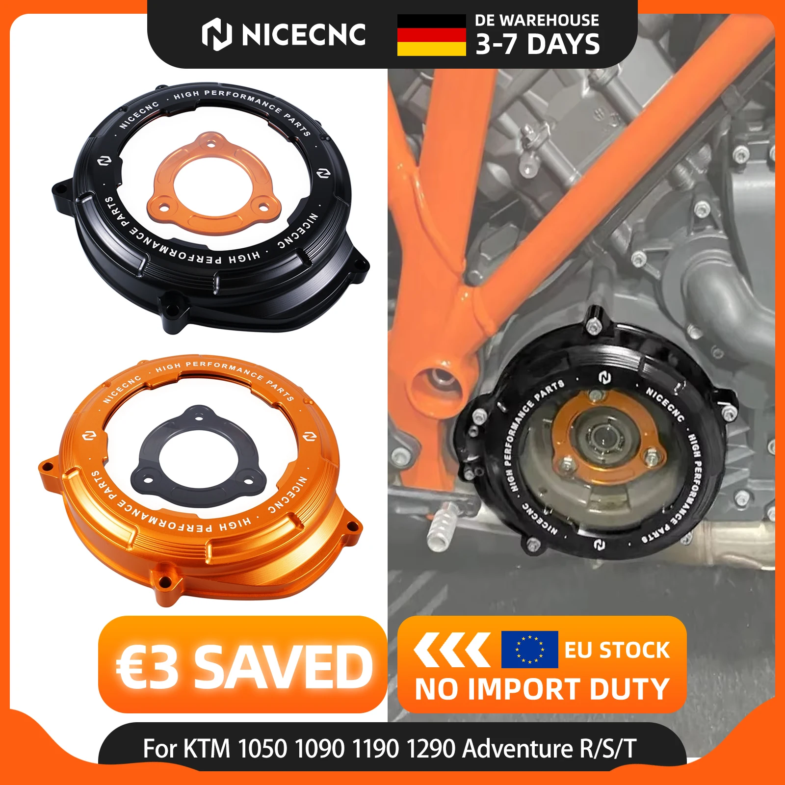 NICECNC Für KTM 1290 Adventure R/S/T 2017-2024 Transparenter Motor-Kupplungsdeckel-Schutz Für KTM 1050 1090 1190 Adventure R/S/T 2017-2024 1290 Duke R/GT/EVO 2014-2024