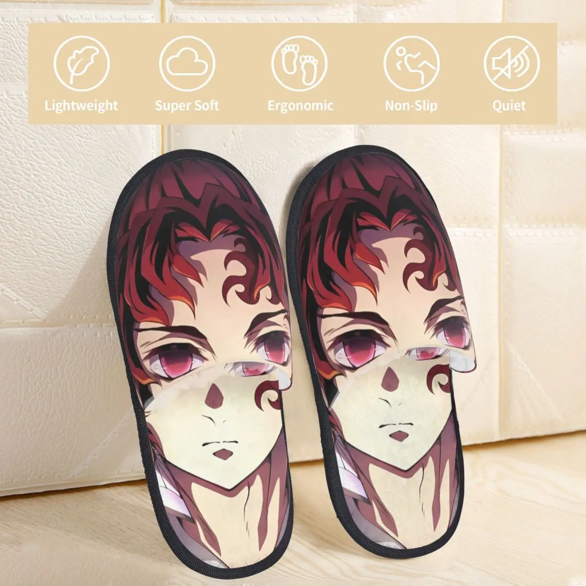 Winter Furry Slippers Yoriichi Accessories Household Fur Slides Slippers Indoor Anime Demon Slayer Cozy Non-skid Slides