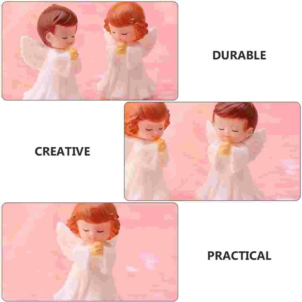 3 Pcs Nonbreakable Angel for Kids Praying Home Decor Dining Table Small Baby Figurines White Adornment