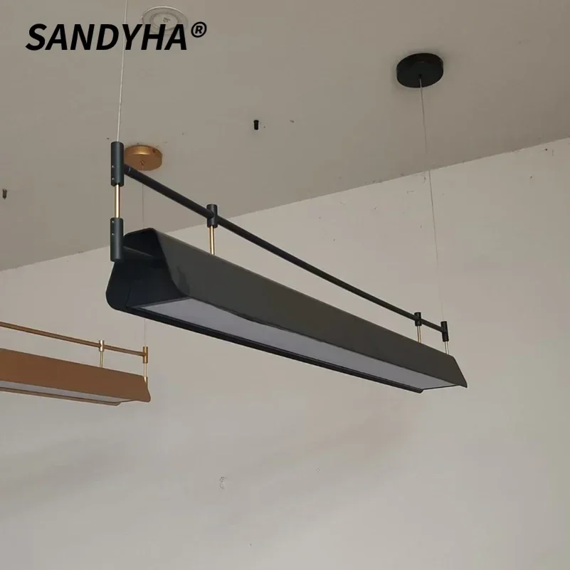 

SANDYHA Simple Nordic Chandelier LED Art Strip Hanging Lamp for Dining Room Kitchen Island Bar Suspension Lighting Fixture Decor