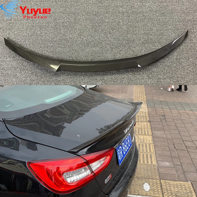 for Maserati Quattroporte Car Styling Aspec Style Carbon Fiber Rear Trunk Lip Wing Spoiler Splitter 2013-2018