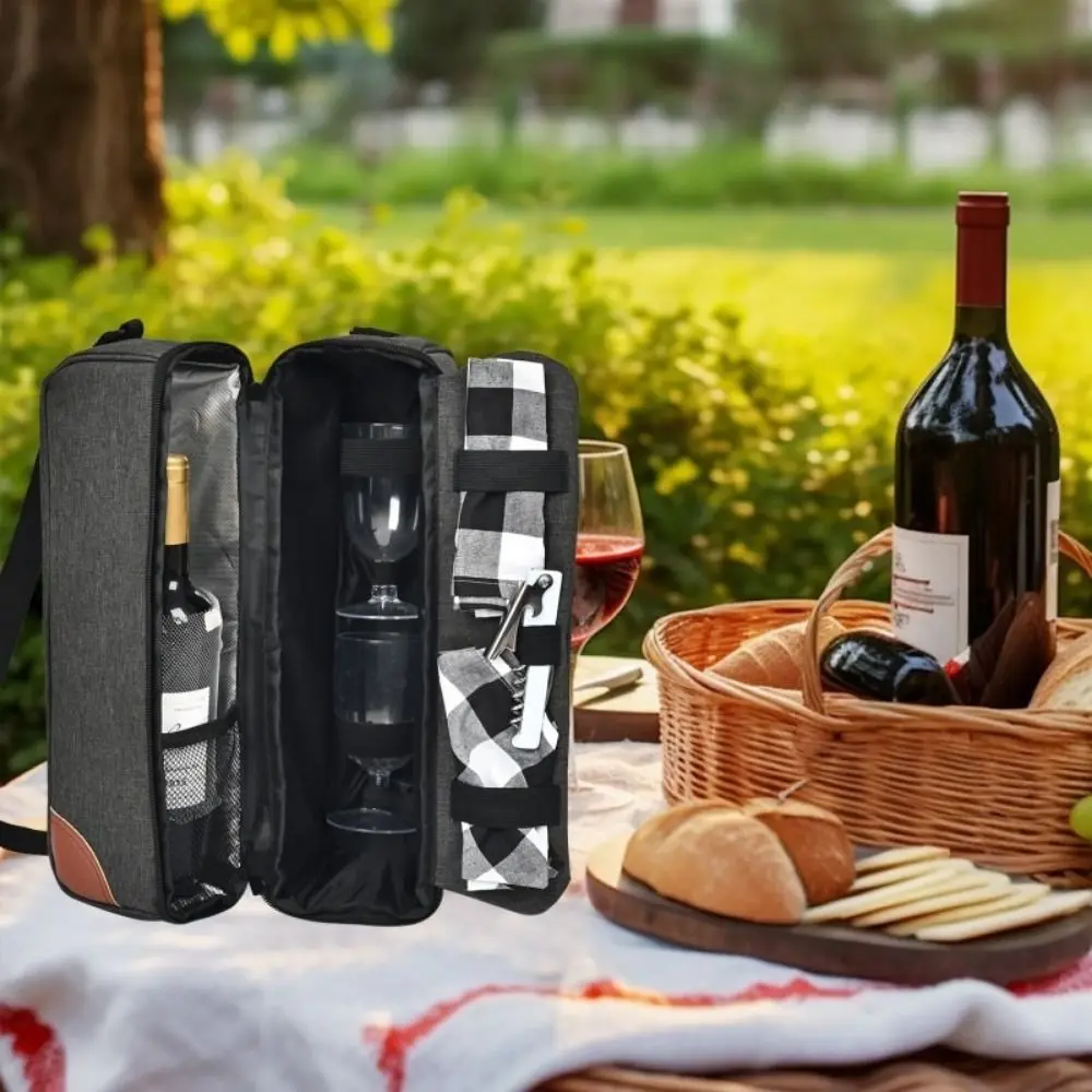 

Durable Large Capacity Wine Cooler Bag Protective with Handle Wine Bag Holds 2 Bottles Liquor Bottle Carrier Picnic