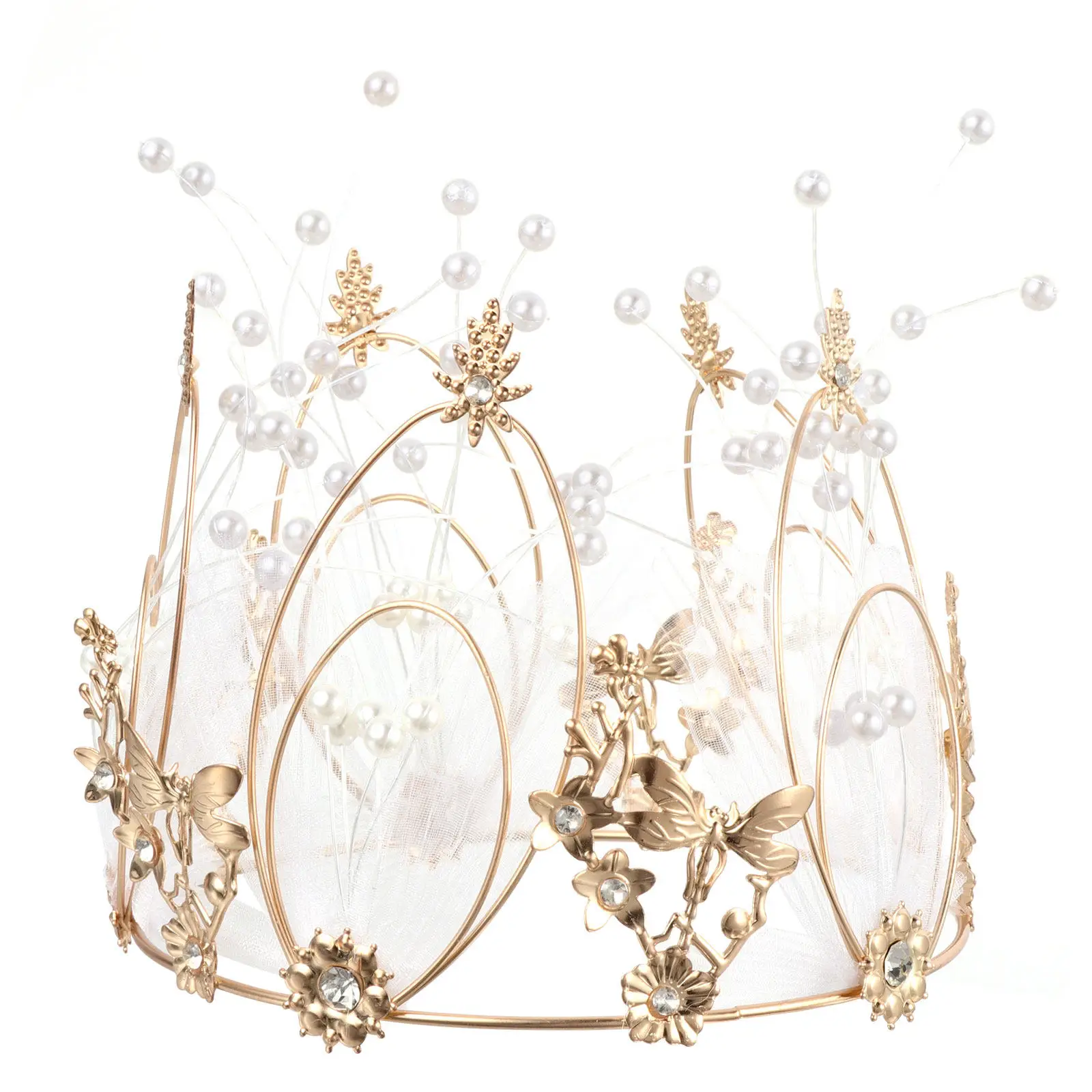 1Pcs Delicate Fairy Headdress Cake Topper Exquisite Hollow Lace Design Non-Toxic Safe Material Wedding Cake Adornment Prom Party
