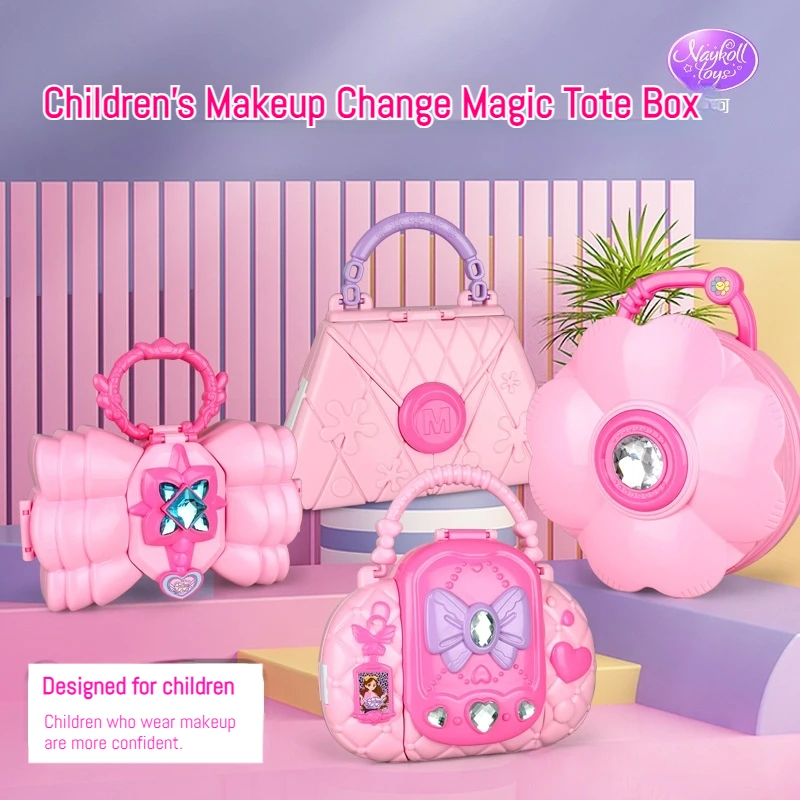 Sac à main rose pour enfants, ensemble de jouets de maquillage cosmétiques, rangement de maison de jeu, valise pour filles, vernis à ongles, ombre à barrage, rouge à lèvres