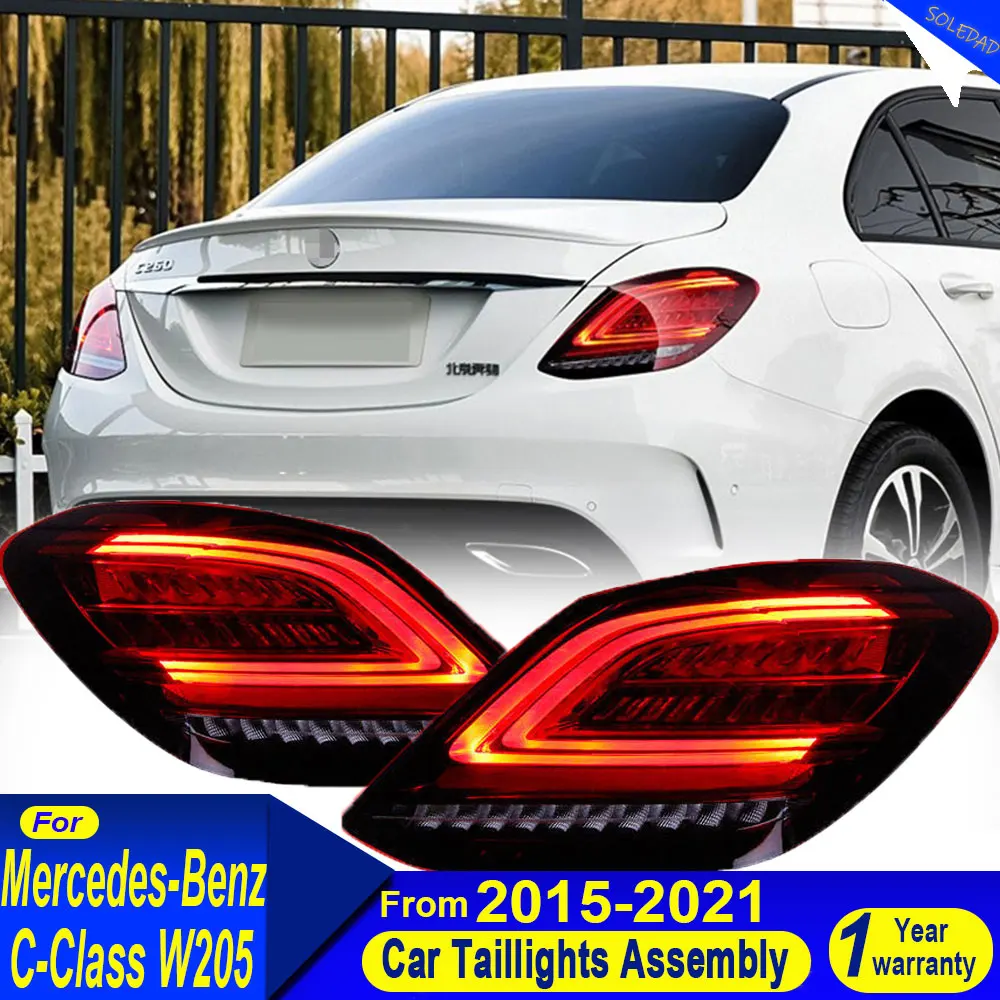 Car LED Lights for Benz W205 C Class 2014-2021 LED  Taillight Upgrade Dynamic Style Design Dynamic Signal Lamp Accessories Pair