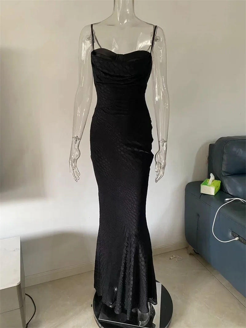 التمساح الحبوب فستان الحفلة الراقصة مثير شريط بلا أكمام غمد طويل الزفاف الرسمي ضيف رداء أسود بورجوندي مساء فستان زفاف #5