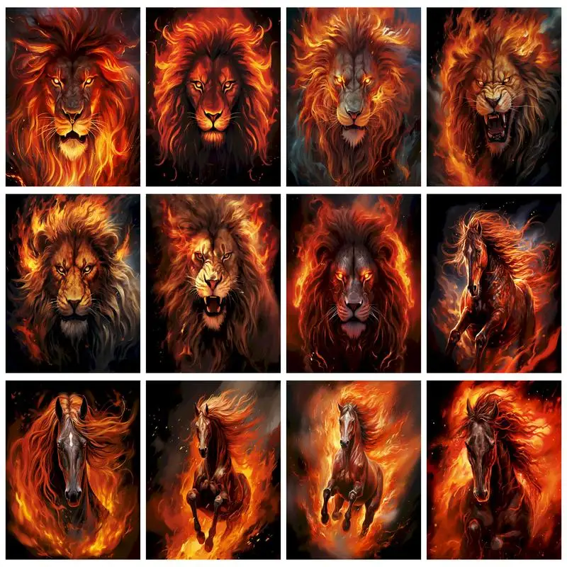 

PhotoCustom Lion Paint By Number For Adults Animal Picture By Numbers Acrylic Paint On Canvas For Home Decors Art