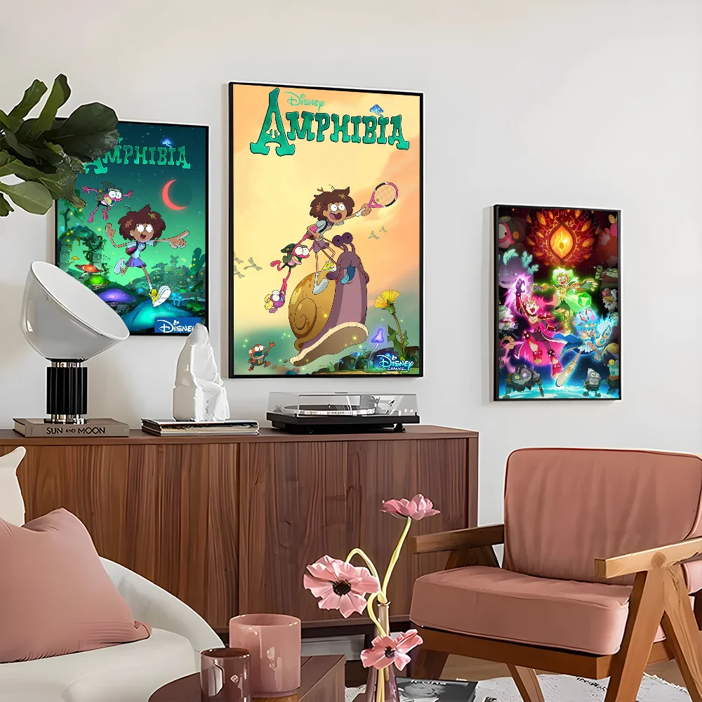 1PC Disney Animation Amphibia Poster Self-adhesive Art Waterproof Paper Sticker Coffee House Bar Room Wall Decor