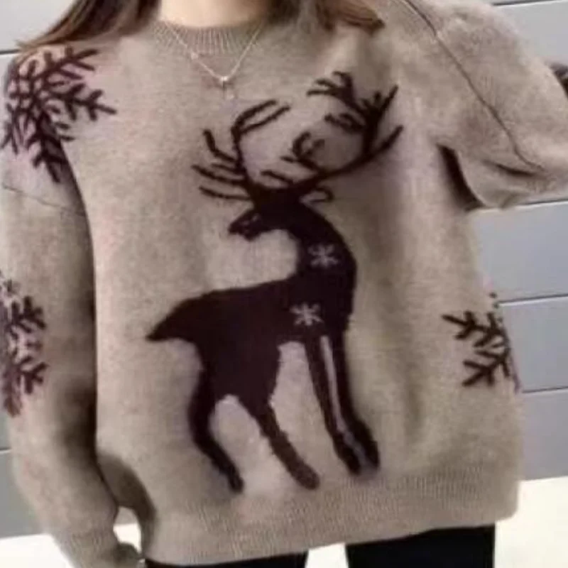 Kawaii فتاة الموضة فتاة الجولة الرقبة سترة تريكو الخريف والشتاء طالب الكرتون ملابس النساء غير رسمية الدفء نمط جديد #1