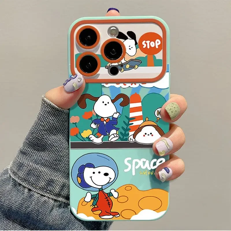 Casing silikon kartun Snoopy, sarung HP lembut tahan guncangan untuk Iphone 14 13 Pro Max 12 11 Xs X Xr 7 8 Plus Se