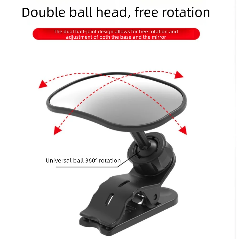 1PC Car Rearview Mirror Baby Observation Mirror Wide View Safety Mirror 360-Degree Rotatable Adjustable With Clip For Sun Visor