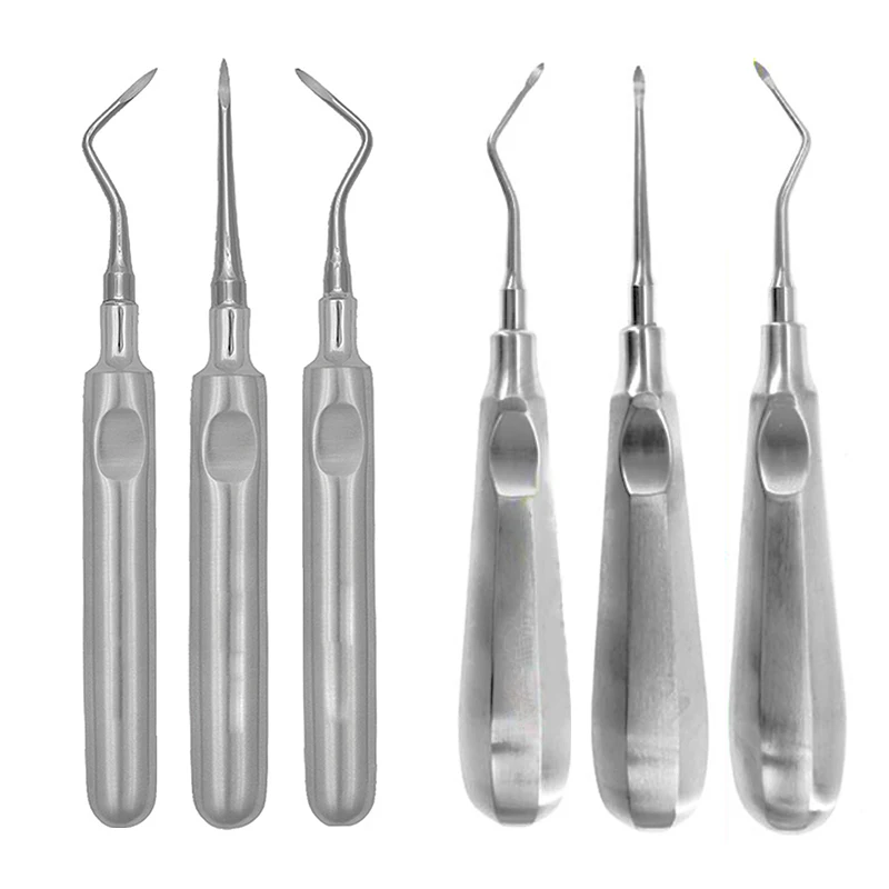 Stainless Steel 3pcs Dental Luxating Lift Elevator Teeth Clareador Curved Root Hexagon Handle Dentist Surgical Instrument dental