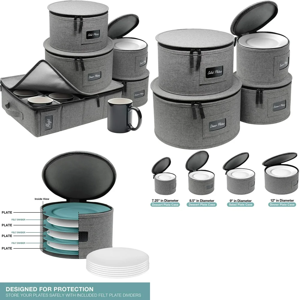 

Ceramic Tableware SetDurable Dinnerware Storage Set Hard Case for Round Plates and Cups Organize Your Kitchen with Ease