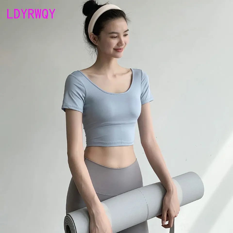 Gym clothes women\'s summer new slim slim short T-shirt professional training yoga wear top