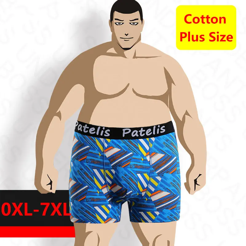 

Men's Plus Size Boxer Shorts Geometric Print Cotton Underwear for 90-210kg Comfort Fit 5XL/6XL/7XL