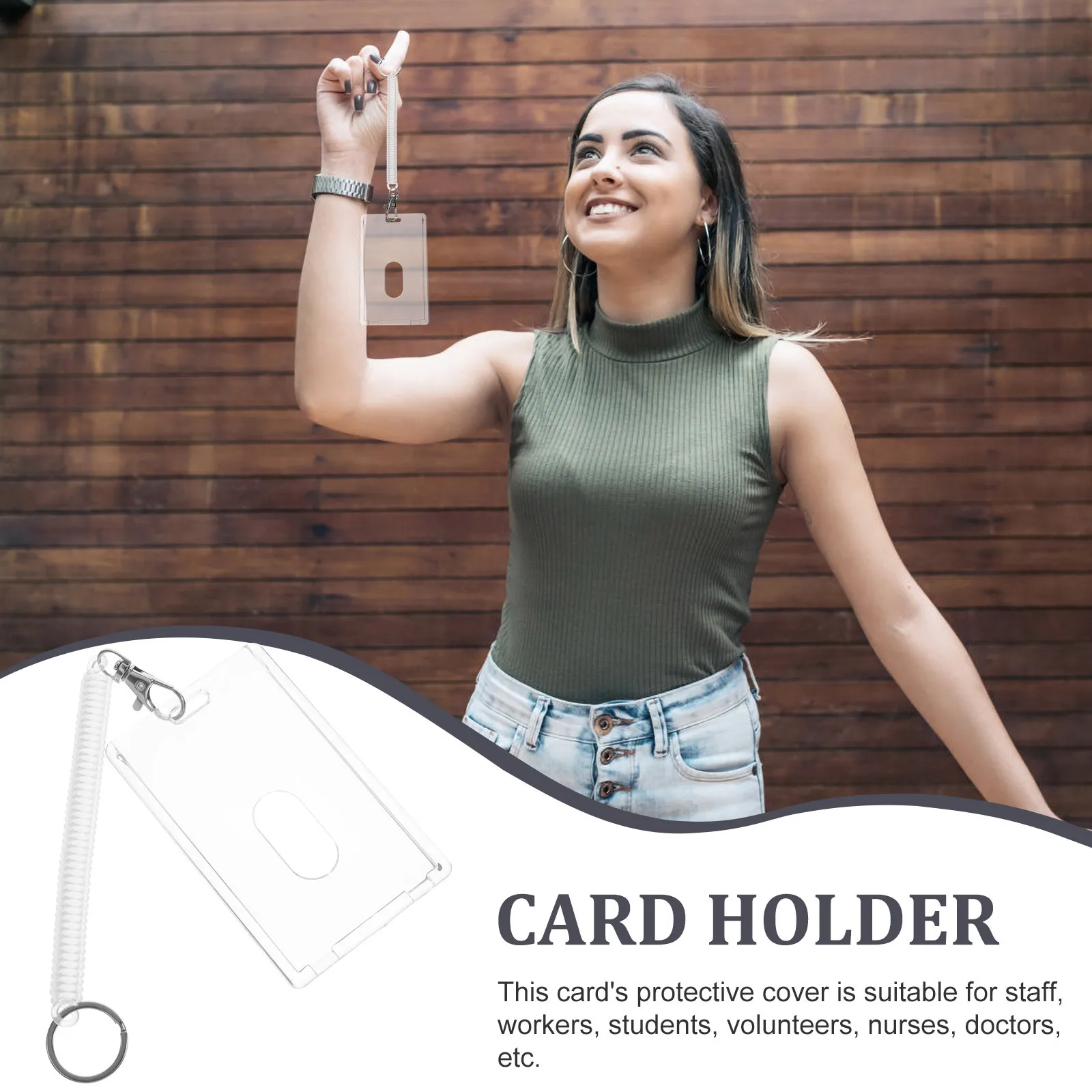 5 مجموعات حامل بطاقة الهوية كم شارة عمودية حامي المعصم الحبل قابلة لإعادة الاستخدام غطاء شارة اسم واضح عمل الموظفين المدرسية