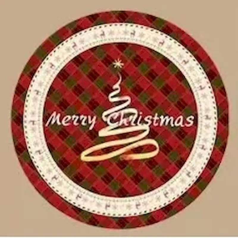 VIKAMA Plaid & Christmas Tree Christmas Flannel Round Rug, 10 Assorted Designs, Non-Slip Washable Xmas Mat
