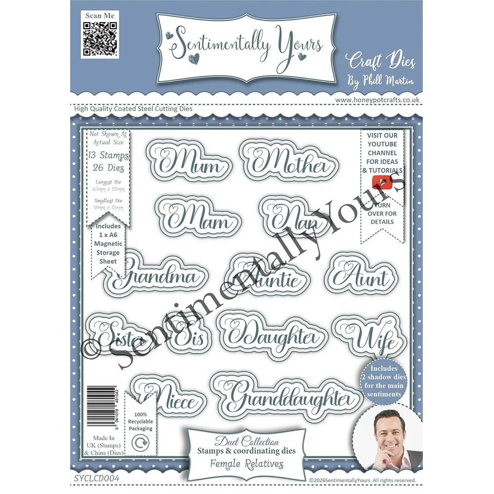 Sentimentally Yours August 2026 New Female Relatives A5 Set Metal Cutting Dies Stamp for DIY Scrapbook Handmad Diary Photo Album