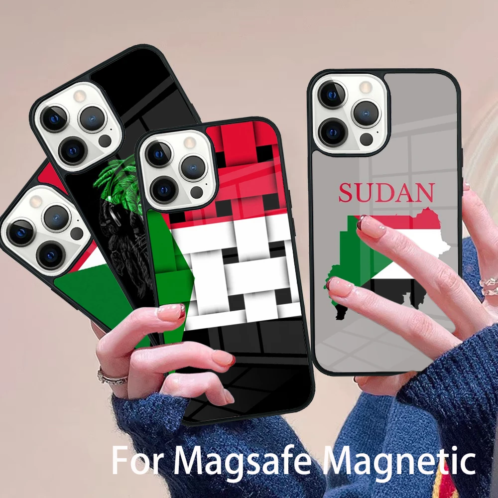 

Sudan Flag Phone Case Magesafe Magnetic Wireless Charge Cover For IPhone 16 11 12 13 14 15 Pro Max Plus Mini