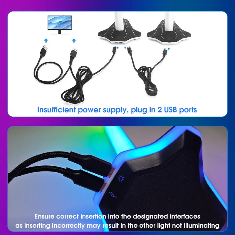 Computer Same Screen Pickup Light LED Sound Control Rhythm Light Game Music Sync Atmosphere Lights For macOS 13+ Windows 8-11