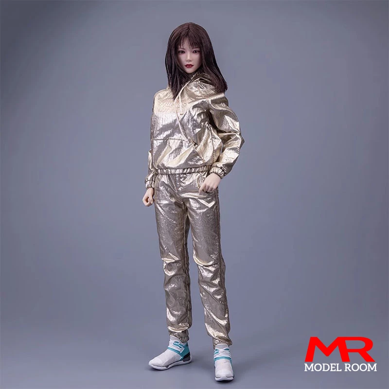 In Stock 1/6 Scale Female Hip Hop Sprots Clothes Street Dance Golden Clothes Model Fit 12''  Female Soldier Action Figure Body