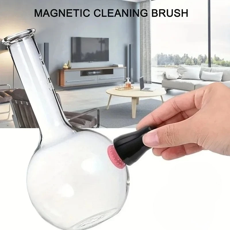 Silicone Magnetic Glass Cleaning Brush Durable Plastic Cup Inner Side Cleaning Tool Red Wine Bottle Magnetic Suction Brush