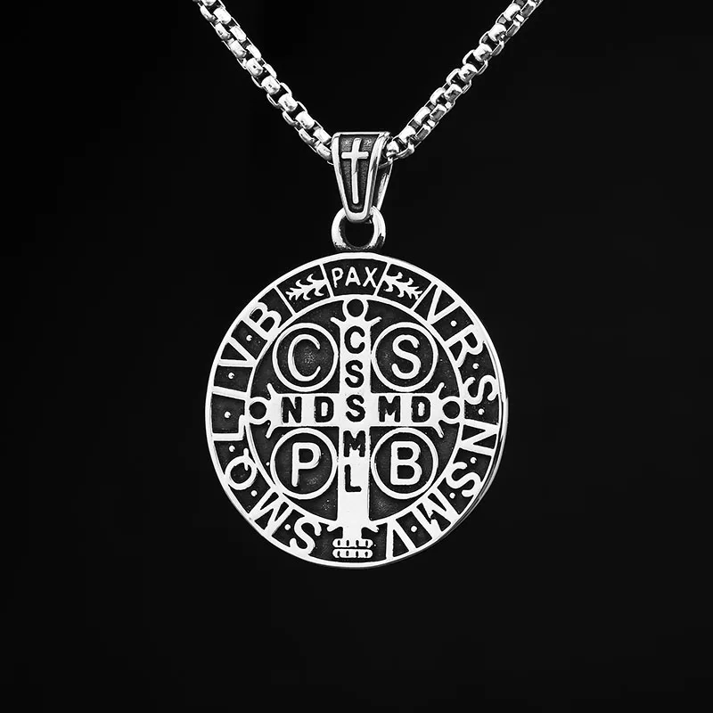 2024 New 316L Stainless Steel Saint Benedict Exorist Reversible Pattern Cross Pendant Necklace Man Women Faith Amulet Jewelry