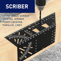 Aluminum Alloy Woodworking Square Size Measure Ruler - 3D Mitre Angle Measuring Template Tool - Carpenter's Layout Ruler Gauge