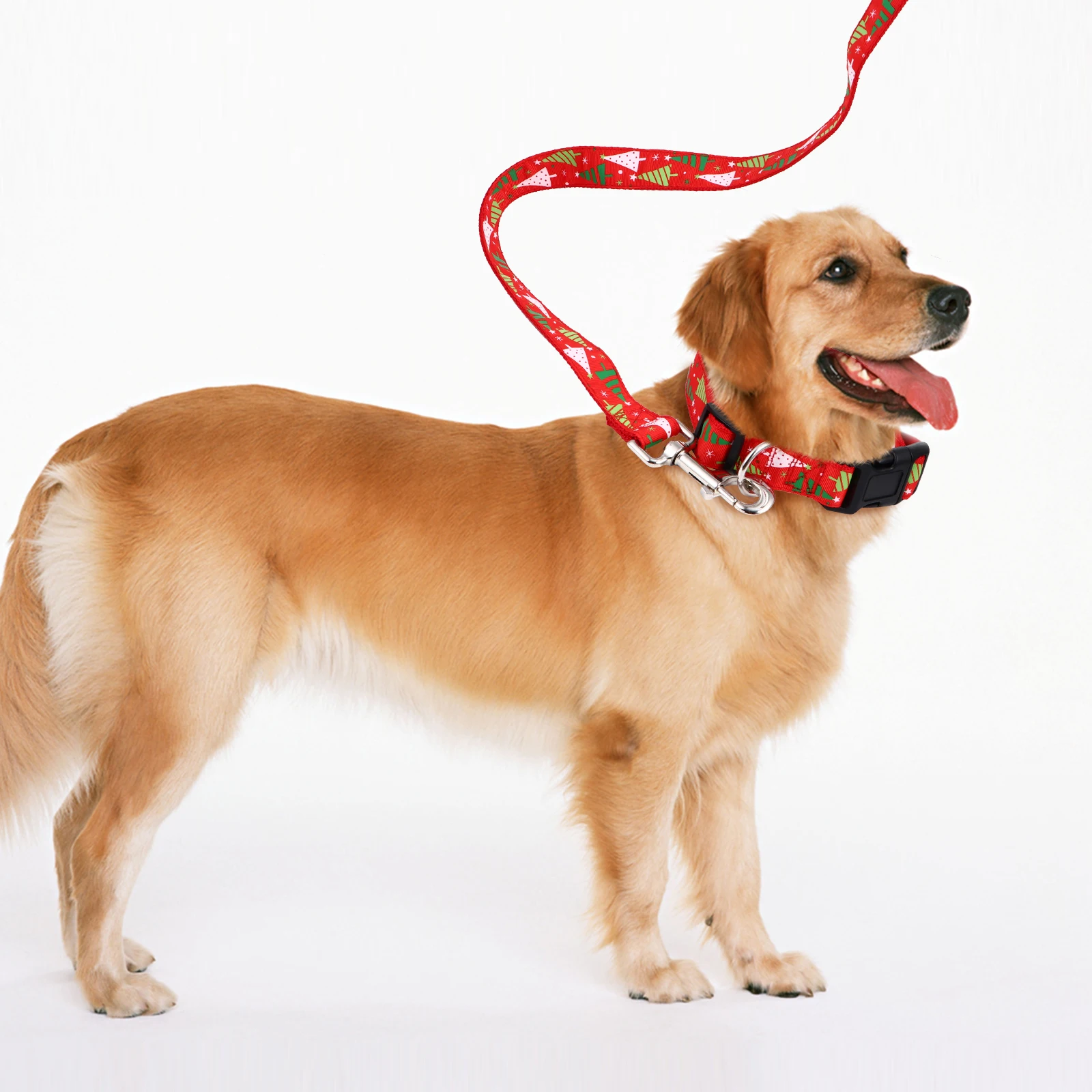 

Christmas Pet Collar Leash Set High Quality Nylon Adjustable Dog B Strap Xmas Tree Pattern Ideal for Party Banquet New Year