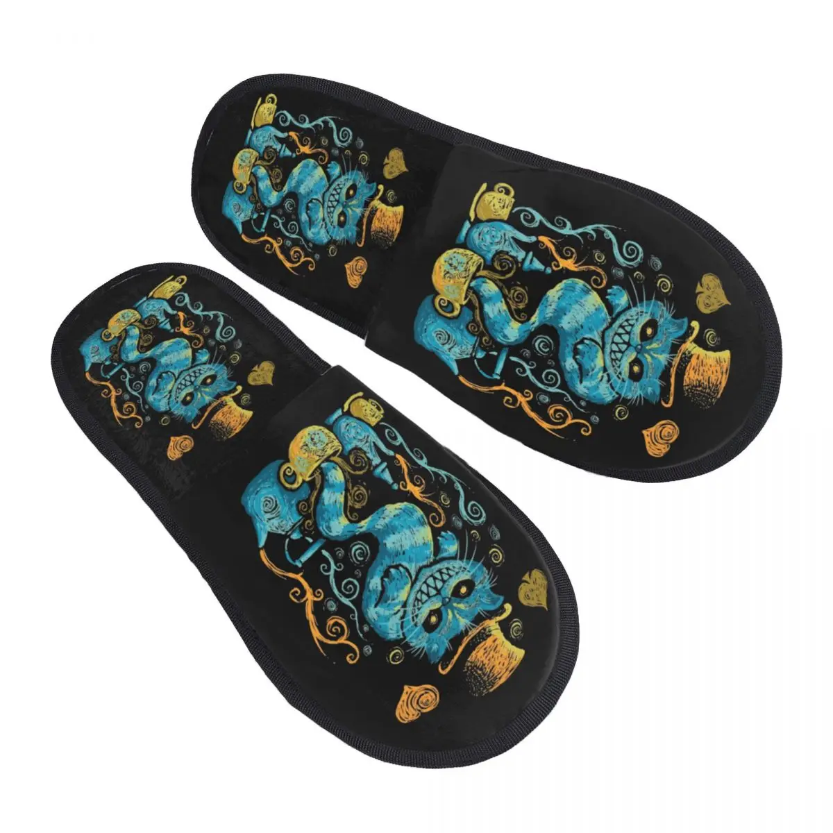 

Custom Alice In Wonderland Soft Memory Foam House Shoes Slippers Women Cheshire Cat Cozy Warm Anti-skid Sole Slipper