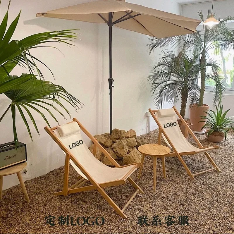 Internet Famous Photo Taking Chair Leisure Canvas Armchair Camping Chair Household Outdoor Solid Wood Folding Director's Chair