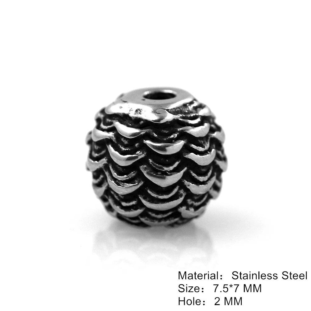 4pcs Stainless Steel Round Patterned Spacers Beads 2mm Small Hole Charms for Beaded Bracelet Accessories DIY Jewelry Making